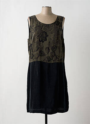 Robe mi-longue imprimé fleurs sans manche vert SIGNE NATURE femme