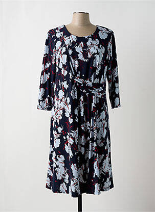 Robe mi-longue manches 3/4 manches 3/4 bleu SIGNATURE femme