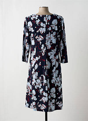 Robe mi-longue imprimé fleurs manches 3/4 bleu SIGNATURE femme