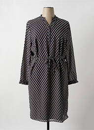 Robe mi-longue coupe fluide manches longues bleu SIGNATURE femme