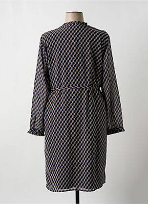 Robe mi-longue coupe fluide manches longues bleu SIGNATURE femme