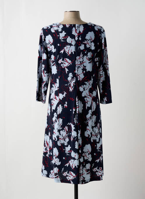 Robe mi-longue imprimé fleurs manches 3/4 bleu SIGNATURE femme