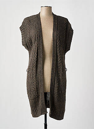 Gilet manches courtes resserrée sur le bas marron UN POINT C EST TOUT femme