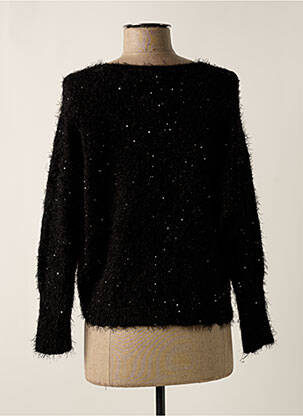Pull col rond manches longues noir VICTORIA femme