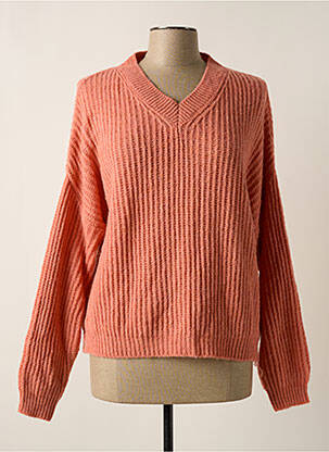 Pull col v manches longues rose VICTORIA femme
