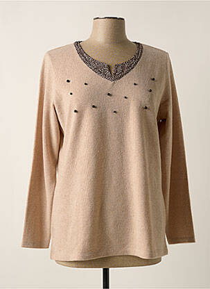 Pull tissage chiné manches longues beige KALISSON femme