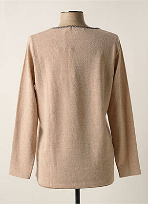 Pull tissage chiné manches longues beige KALISSON femme
