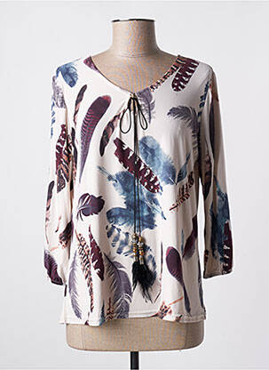 Blouse imprimé fantaisie manches longues beige LORELL femme