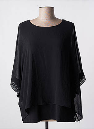 Tunique manches longues tissage crêpe noir SIGNATURE femme