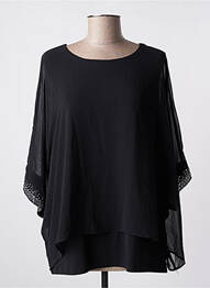 Tunique manches longues tissage crêpe noir SIGNATURE femme