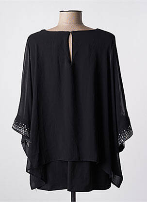 Tunique manches longues tissage crêpe noir SIGNATURE femme