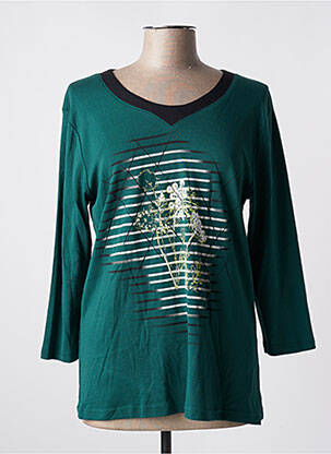 Top stretch manches longues vert SIGNATURE femme