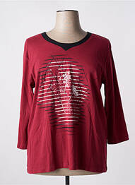 Top tissage jersey manches longues rouge SIGNATURE femme
