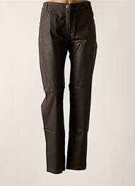 Pantalon droit fermeture zippée sous rabat boutonné taille normale marron DIVAS femme