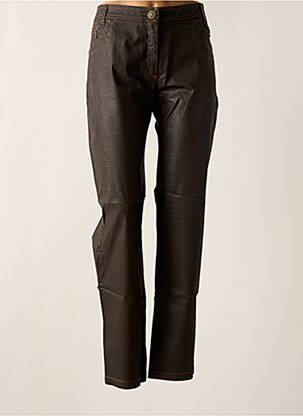 Pantalon droit fermeture zippée sous rabat boutonné taille normale marron DIVAS femme