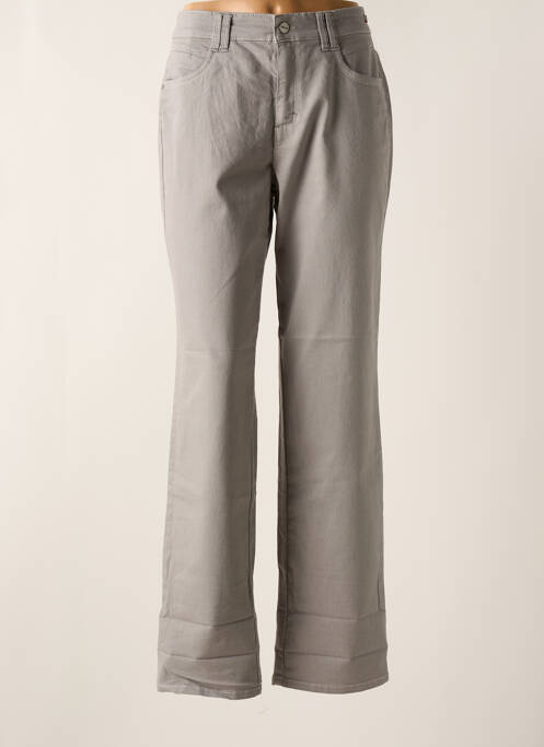 Pantalon droit fermeture zippée sous rabat boutonné taille normale gris ASCARI femme