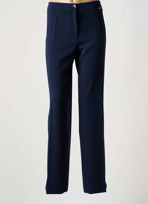 Pantalon droit tissage crêpe taille normale bleu DIVAS femme