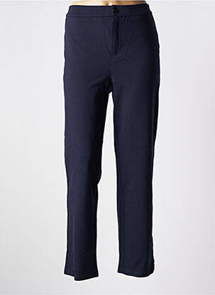 Pantalon chino fermeture zippée sous rabat boutonné taille normale bleu YESTA femme