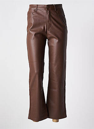 Pantalon droit fermeture zippée sous rabat boutonné taille normale marron ORAIJE femme