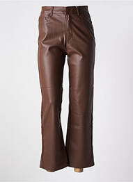 Pantalon droit fermeture zippée sous rabat boutonné taille normale marron ORAIJE femme