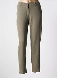 Pantalon chino fermeture zippée sous rabat boutonné taille normale vert SIGNATURE femme