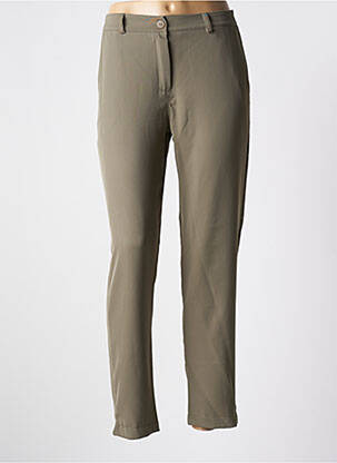 Pantalon chino fermeture zippée sous rabat boutonné taille normale vert SIGNATURE femme