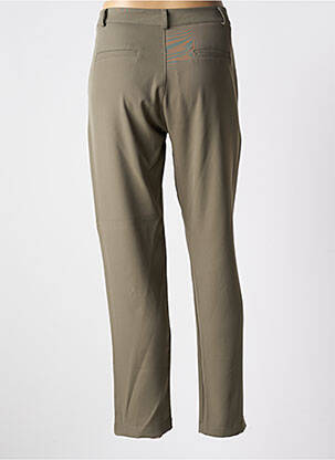 Pantalon chino fermeture zippée sous rabat boutonné taille normale vert SIGNATURE femme