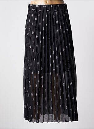 Jupe longue tissage plissé noir VICTORIA femme