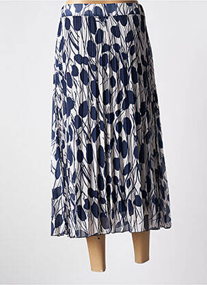 Jupe longue tissage crêpe bleu VICTORIA femme