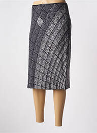 Jupe mi-longue doublure textile gris SIGNATURE femme