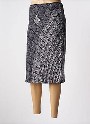 Jupe mi-longue doublure textile gris SIGNATURE femme