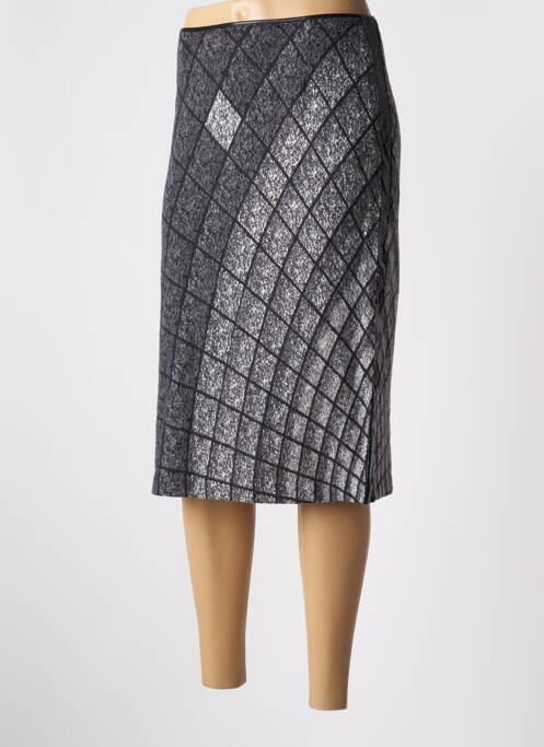 Jupe mi-longue doublure textile gris SIGNATURE femme