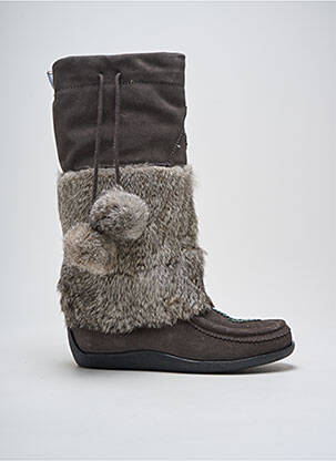 Bottes nubuck talon plat jusqu'à 3cm gris MUKS femme