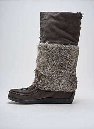 Bottes nubuck talon plat jusqu'à 3cm gris MUKS femme