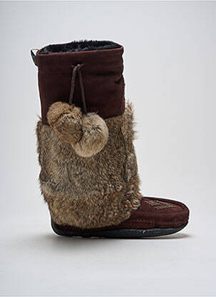 Bottes tissage satiné talon plat jusqu'à 3cm marron MUKS femme