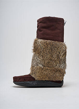 Bottes tissage satiné talon plat jusqu'à 3cm marron MUKS femme