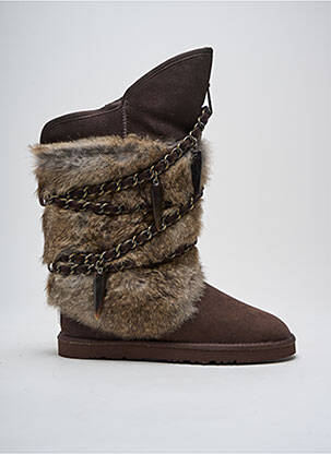 Bottes tissage satiné talon plat jusqu'à 3cm marron AUSTRALIA LUXE COLLECTIVE femme