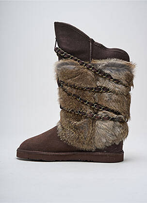 Bottes tissage satiné talon plat jusqu'à 3cm marron AUSTRALIA LUXE COLLECTIVE femme