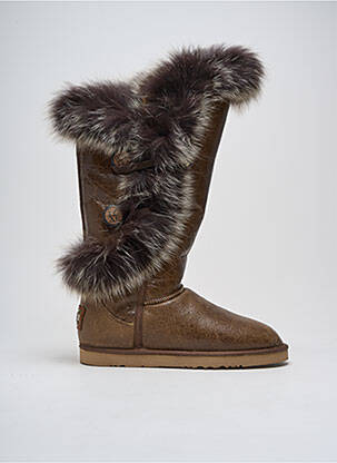 Bottes tissage satiné talon plat jusqu'à 3cm marron AUSTRALIA LUXE COLLECTIVE femme