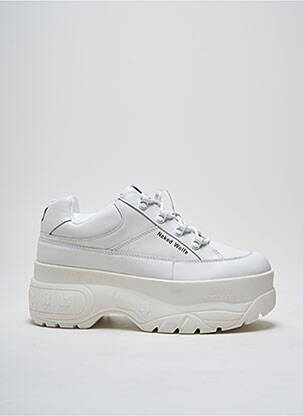 Baskets matière lisse semi compensé blanc NAKED WOLFE unisexe