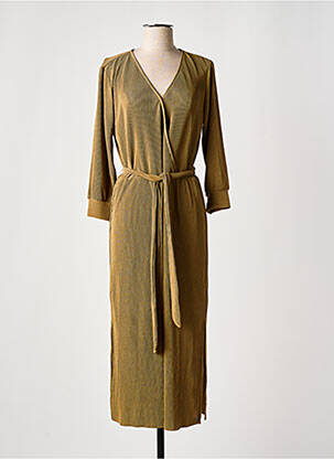 Robe mi-longue manches longues manches longues vert GARCIA femme