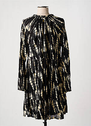 Robe courte coupe évasée manches longues noir DEELUXE femme