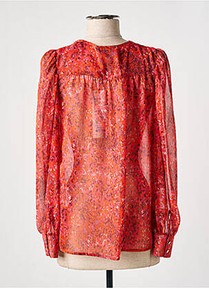 Chemisier tissage crêpe manches longues orange MORGAN femme