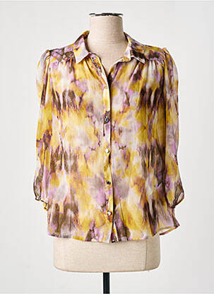 Chemisier tissage crêpe manches 3/4 jaune MORGAN femme