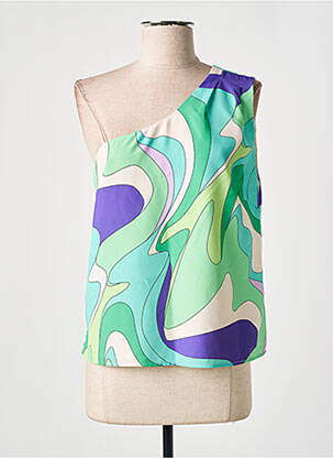 Top imprimé fantaisie sans manche vert MORGAN femme