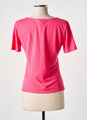 T-shirt col v manches courtes rose MORGAN femme