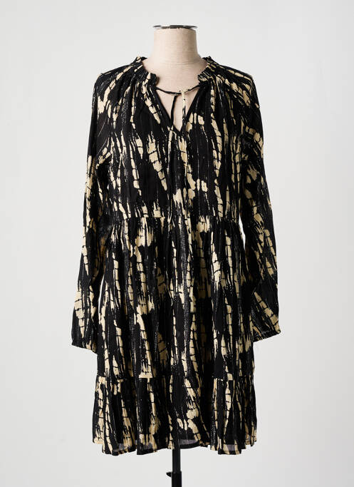 Robe courte coupe évasée manches longues noir DEELUXE femme