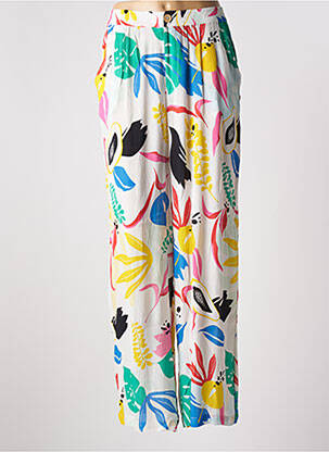 Pantalon large tissage crêpe taille haute blanc LES TROPEZIENNES PAR M.BELARBI femme