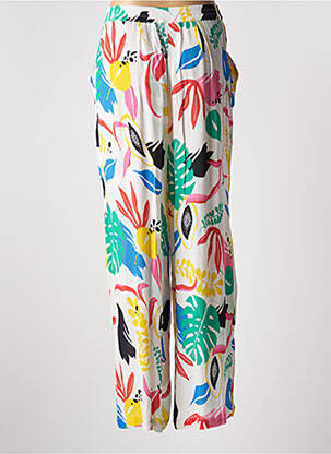 Pantalon large fermeture zippée sous rabat boutonné taille haute blanc LES TROPEZIENNES PAR M.BELARBI femme