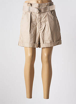 Short taille à pinces taille haute beige MORGAN femme